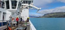 sampling benthos on board of RV Belgica